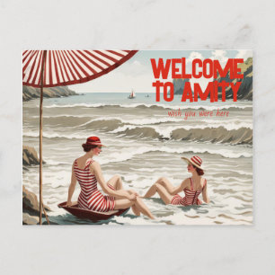 Välkommen till Amity (redigerbar) Seaside Helg Vykort