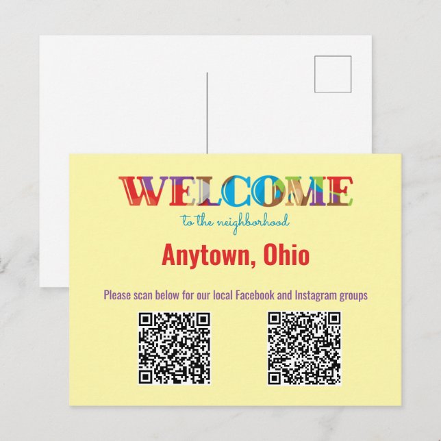 VÄLKOMMEN TILL Anpassningsbarna FÖR grannländer QR Vykort (Fram/baksida)