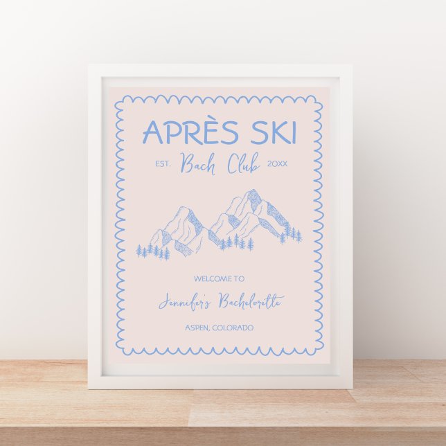 Välkommen till Apres Ski Winter Bachelorette Helg Poster (Apres Ski Winter Bachelorette Weekend Welcome Poster)