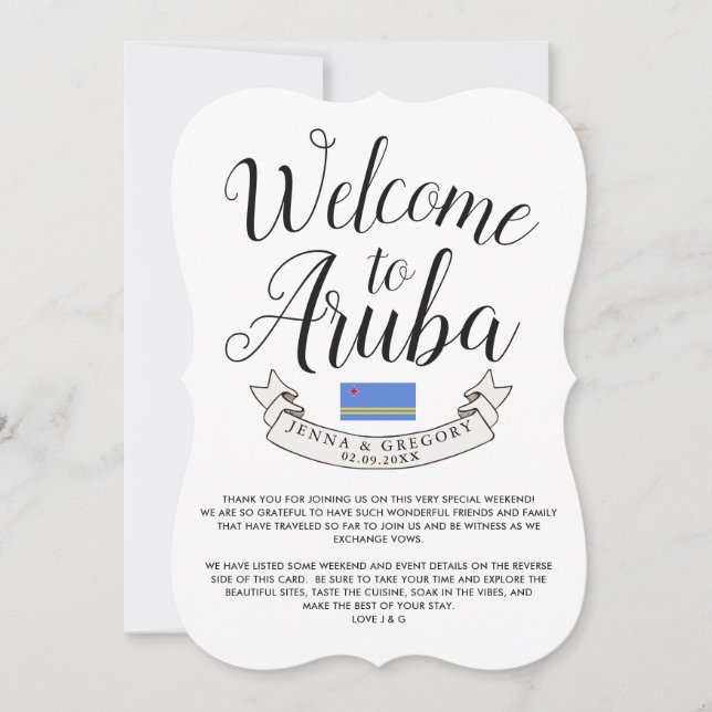 Välkommen till Aruba | Destination Bröllop Anpassa Inbjudningar (Framsida)