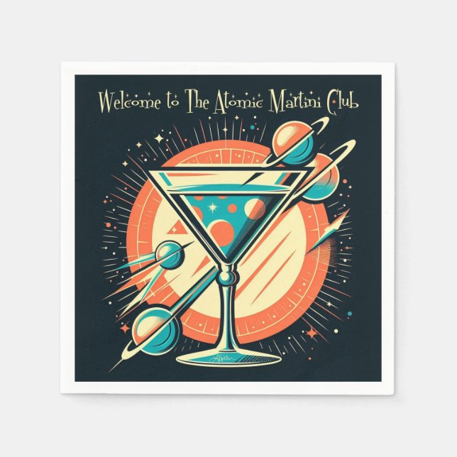 Välkommen till Atomic Martini Club Space Age Pappersservett (Framsidan)