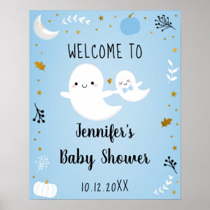 Välkommen till Baby Boo Blue Boy Ghost Baby Shower Poster