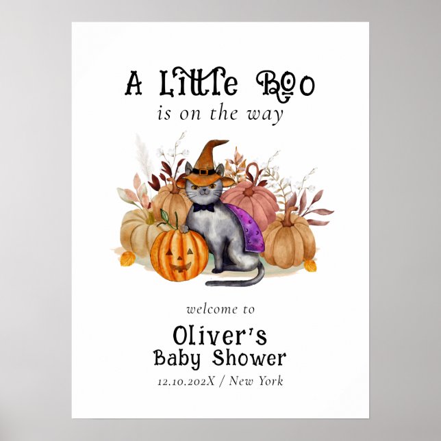 Välkommen till Baby Boo Dikt Cat Baby Shower Poster (Framsidan)