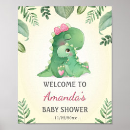 Välkommen till baby Momma Dinosaurs Rosa Flicka Sh Poster