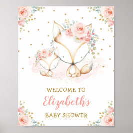 Välkommen till Baby Shower för  Rosa-Blommigt för  Poster