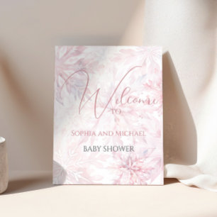 Välkommen till Baby Shower Girl Rosa Snowflake Väl Poster