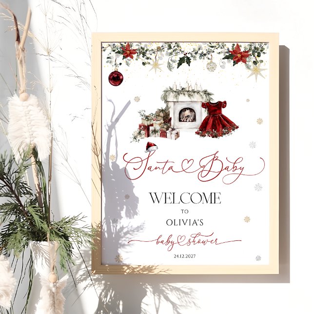 Välkommen till Baby Shower Santa Flicka Poster (Skapare uppladdad)