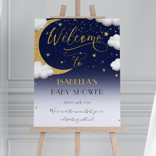 Välkommen till babyduschen i Måne Poster