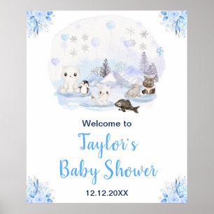 Välkommen till babyfirande för vinter arktiska dju poster