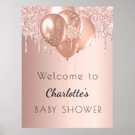 Välkommen till babyskaren ro guld glitter poster