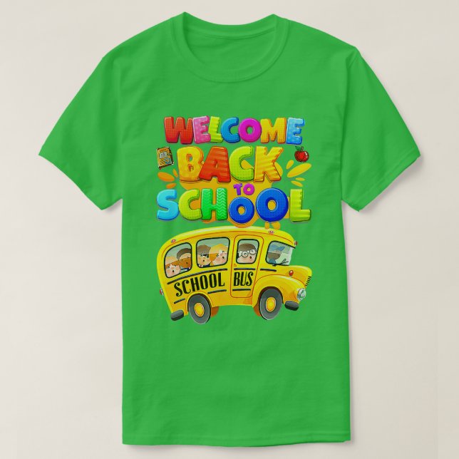 Välkommen till Back to school om Buss-chauffören T Shirt (Design framsida)