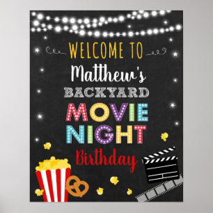 Välkommen till Backyard Movie Night Birthday Poster