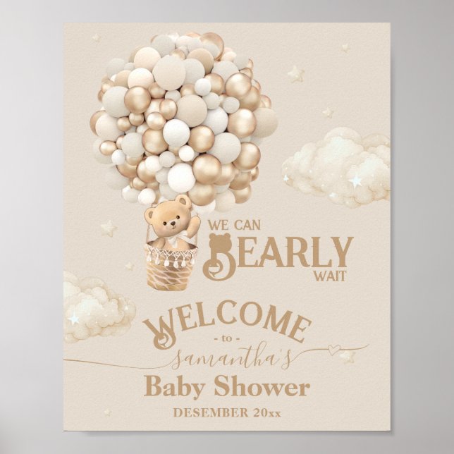 Välkommen till Ballon Barly Wait Baby Shower för n Poster (Framsidan)
