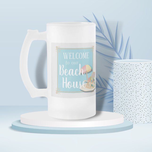 VÄLKOMMEN TILL Beach House - Design nr 1 Frostat Ölglas (Skapare uppladdad)