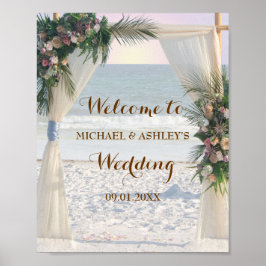 Välkommen till Beach Ro Tropical Lövs Sunset Bröll Poster