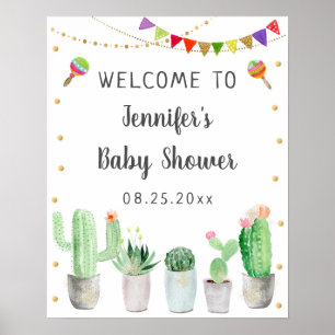 Välkommen till Bebisduschen guld Fiesta Cactus Bab Poster