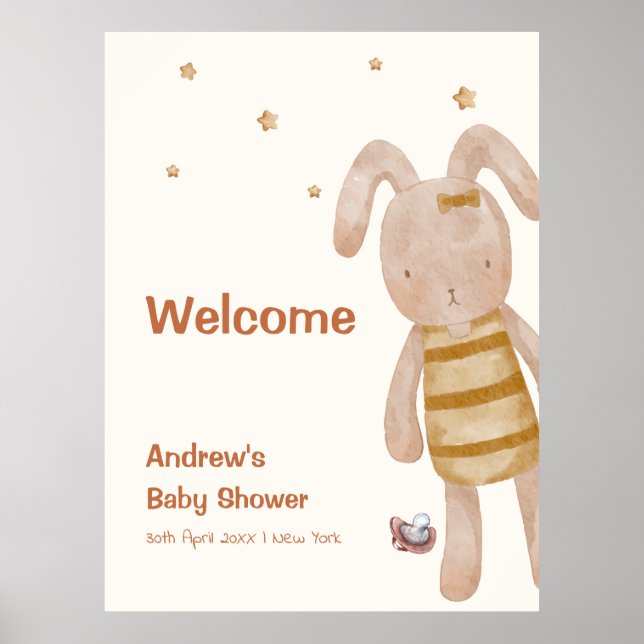 Välkommen till Bebisduschen Leksak i Cute Minimali Poster (Framsidan)