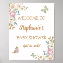 Välkommen till Bebisen Baby Shower guld Glitter Li