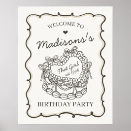 Välkommen till Beige Retro Heart Coquette Cake Bir Poster