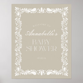 Välkommen till Beige Talavera Tile Fiesta Baby Sho Poster