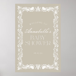 Välkommen till Beige Talavera Tile Fiesta Baby Sho Poster