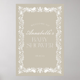 Välkommen till Beige Talavera Tile Fiesta Baby Sho Poster