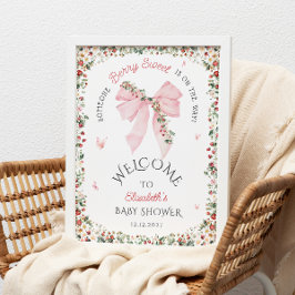 Välkommen till Berry Sweet Bow Baby Shower Poster