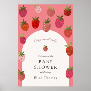 Välkommen till Berry Sweet Jordgubbs Baby Shower Poster