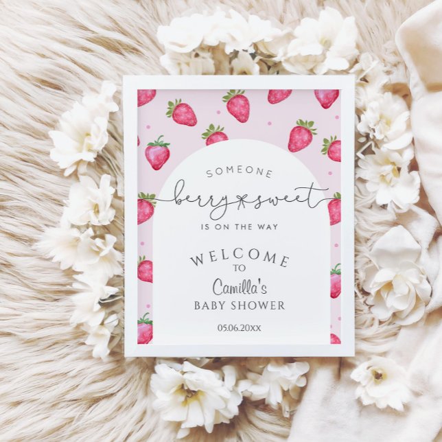 Välkommen till Berry Sweet Strawberry Baby Shower Poster (Skapare uppladdad)