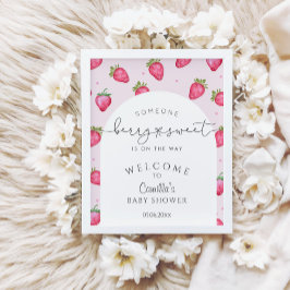 Välkommen till Berry Sweet Strawberry Baby Shower Poster