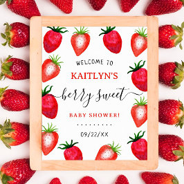 Välkommen till Berry Sweet Strawberry Baby Shower Poster