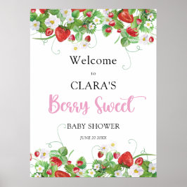 Välkommen till Berry Sweet Strawberry Baby Shower Poster