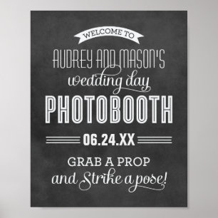 Välkommen till Black Chalkboard Bröllop Photobooth Poster