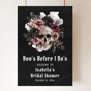 Välkommen till Black Halloween Blommigt Skull-Möhi Poster