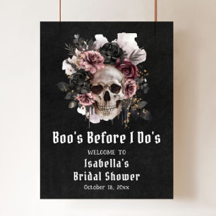 Välkommen till Black Halloween Blommigt Skull-Möhi Poster