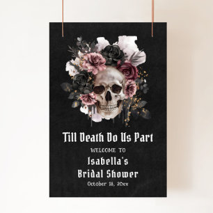 Välkommen till Black Halloween Blommigt Skull-Möhi Poster