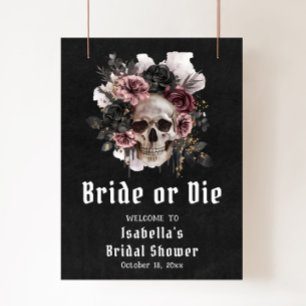 Välkommen till Black Halloween Blommigt Skull-Möhi Poster