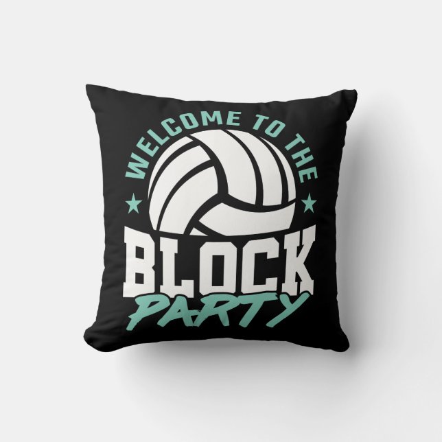 Välkommen till Block Party Funny Volleyball Kudde (Framsida)