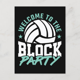 Välkommen till Block Party Funny Volleyball Vykort
