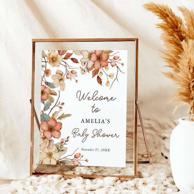 Välkommen till blommigt Boho Wildblomma Baby Showe Poster (Skapare uppladdad)