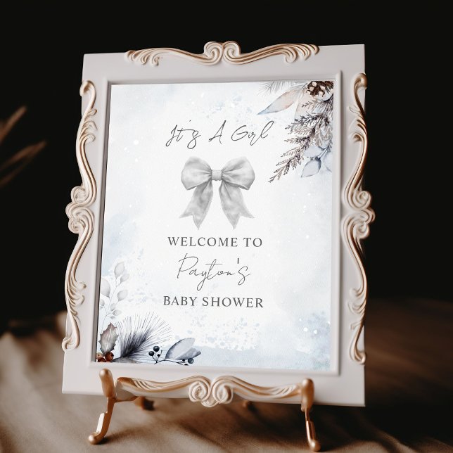 Välkommen till blommigt Bow Winter Girl Baby Showe Poster (Skapare uppladdad)