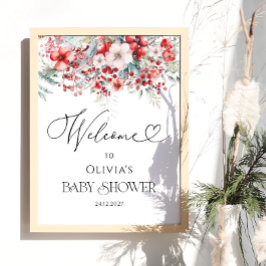 Välkommen till Blommigten Baby Shower för elegant Poster