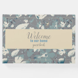 Välkommen till Blommigten Simple Blue Grått Cream Gästböcker