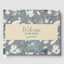 Välkommen till Blommigten Simple Blue Grått Cream Gästböcker