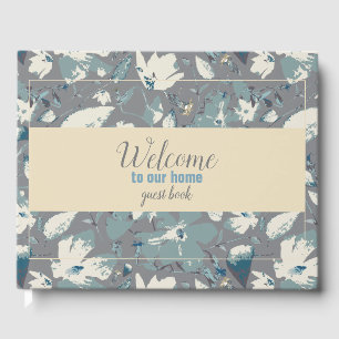 Välkommen till Blommigten Simple Blue Grått Cream Gästböcker