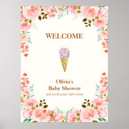 Välkommen till blomsterträdgård Scoop Ice Cream Ba Poster