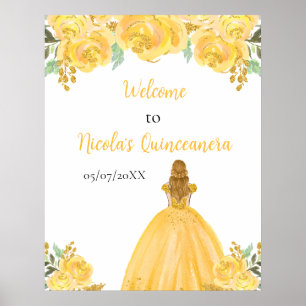 Välkommen till Blonde Hair Princess Guld Quinceane Poster