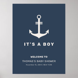 Välkommen till Blue Beige Nautical Anchor Baby Sho Poster