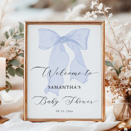 Välkommen till Blue Bow Baby Shower Poster