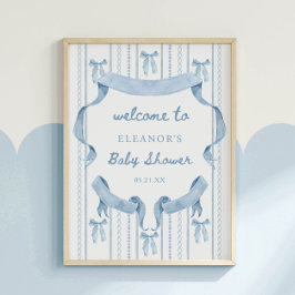 Välkommen till Blue Bow Boy Baby Shower Poster